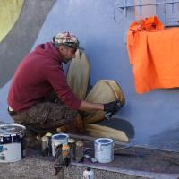 L'artiste en plein travail 